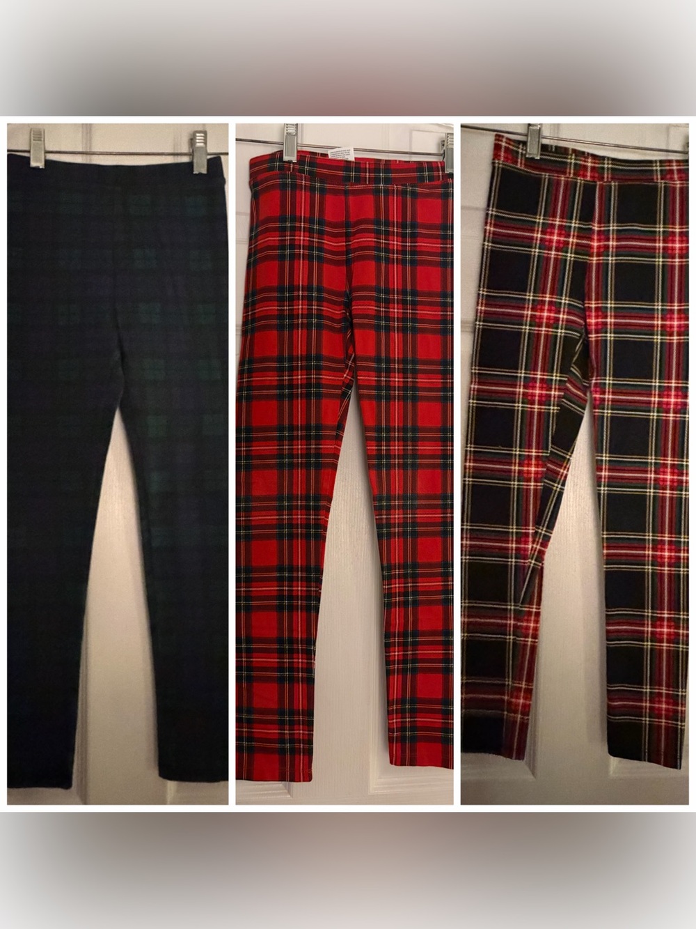 Bundle - Crewcuts Plaid Stretch Girls Size 10 Leggings - Red, Black, Green
